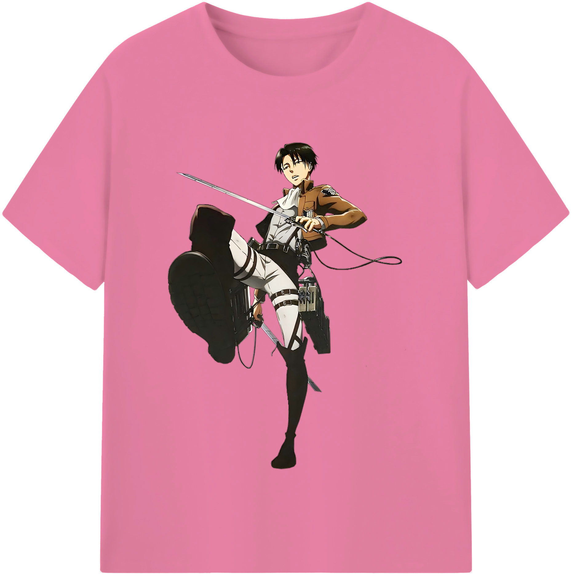 （画像用） 進撃の巨人 リヴァイ·アッカーマン Attack on Titan Levi Ackerman 綿100％半袖Tシャツ（フロントプリント）